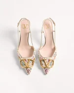 Valentino VLogo Signature Slingback Décolleté With Rhombelle Embroidery 80Mm - Image 5